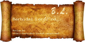 Berhidai Loránd névjegykártya